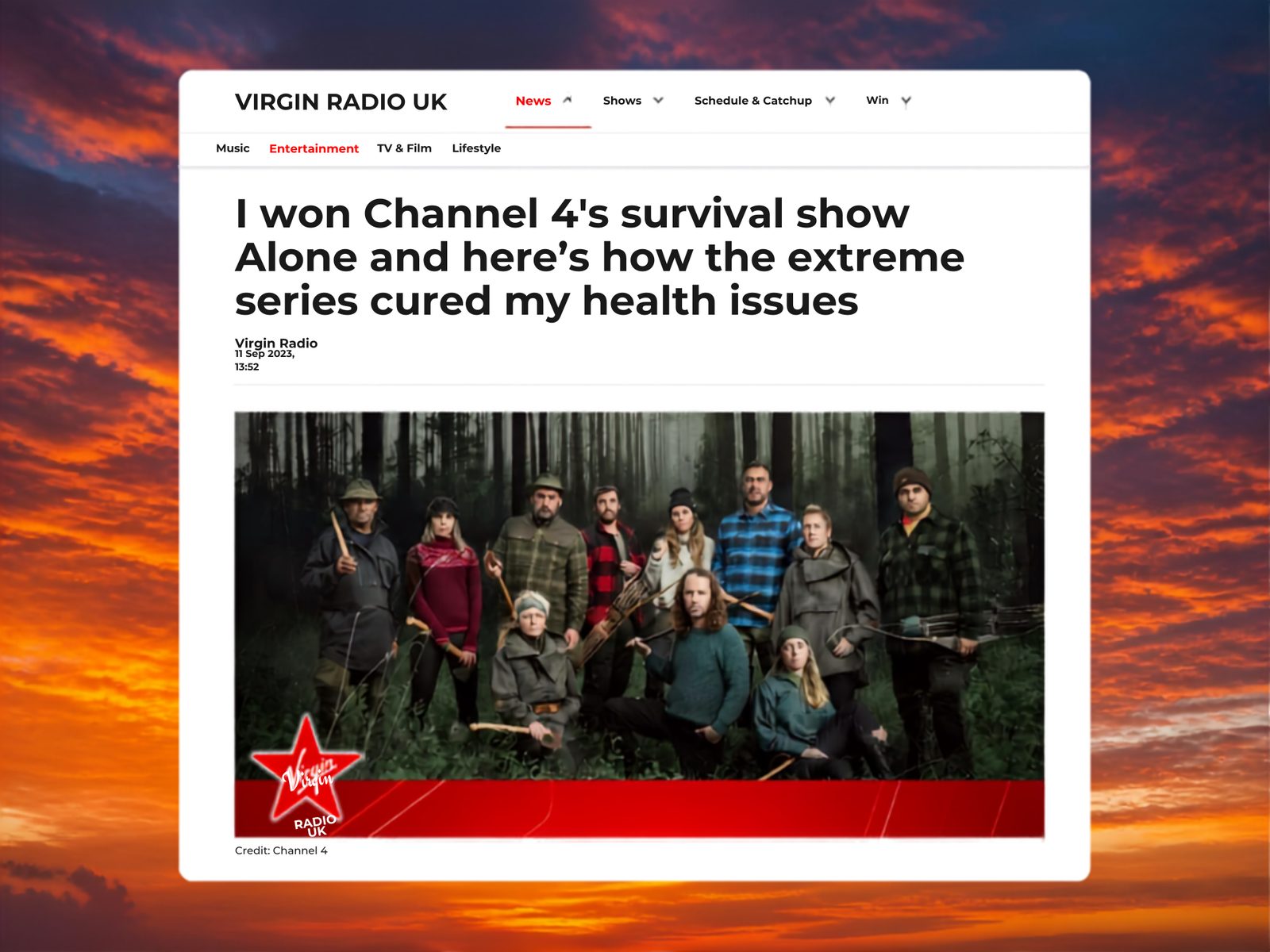Alone Channel 4 contestants survival show group photo in forest setting.
